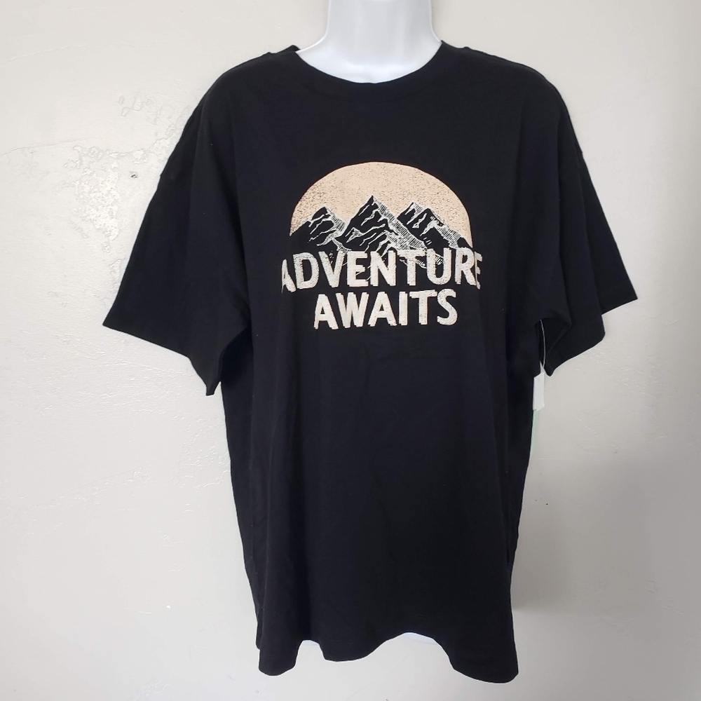 Abound NWT Women's Medium Oversized Black Short Sleeve Graphic Tee Adventure Top